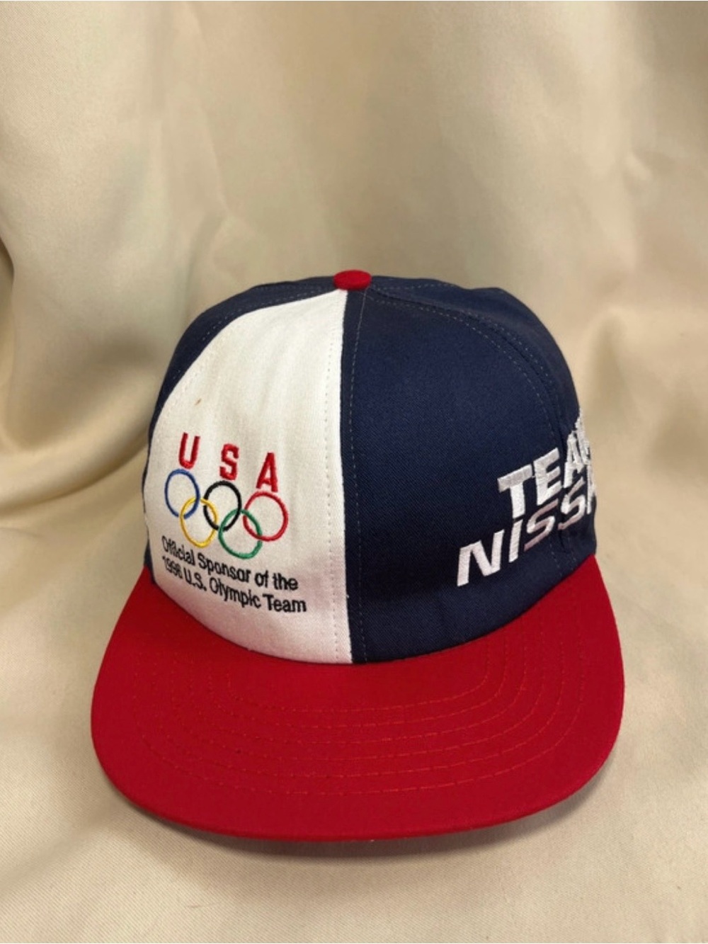 Vintage Team Nissan USA Olympic Baseball Cap - Red, White & Blue